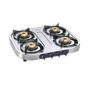 4 Burner Stainless Steel Gas Stove 1 High Flame 3 Brass